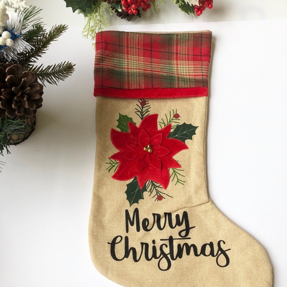 🎄3 Pieces 3D Merry Christmas Flowers 18” Stocking - Picture 2 of 15